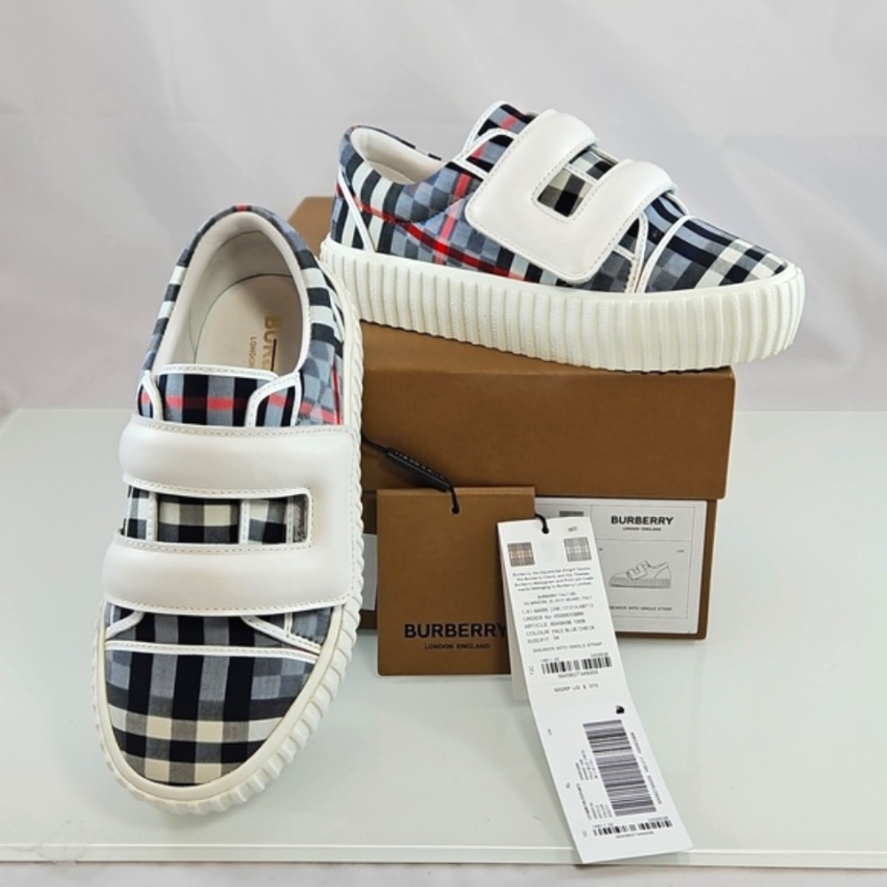 Burberry's Unisex Checkerboard Velcro Strap Trainers Sneakers Size 30 - Picture 4 of 12